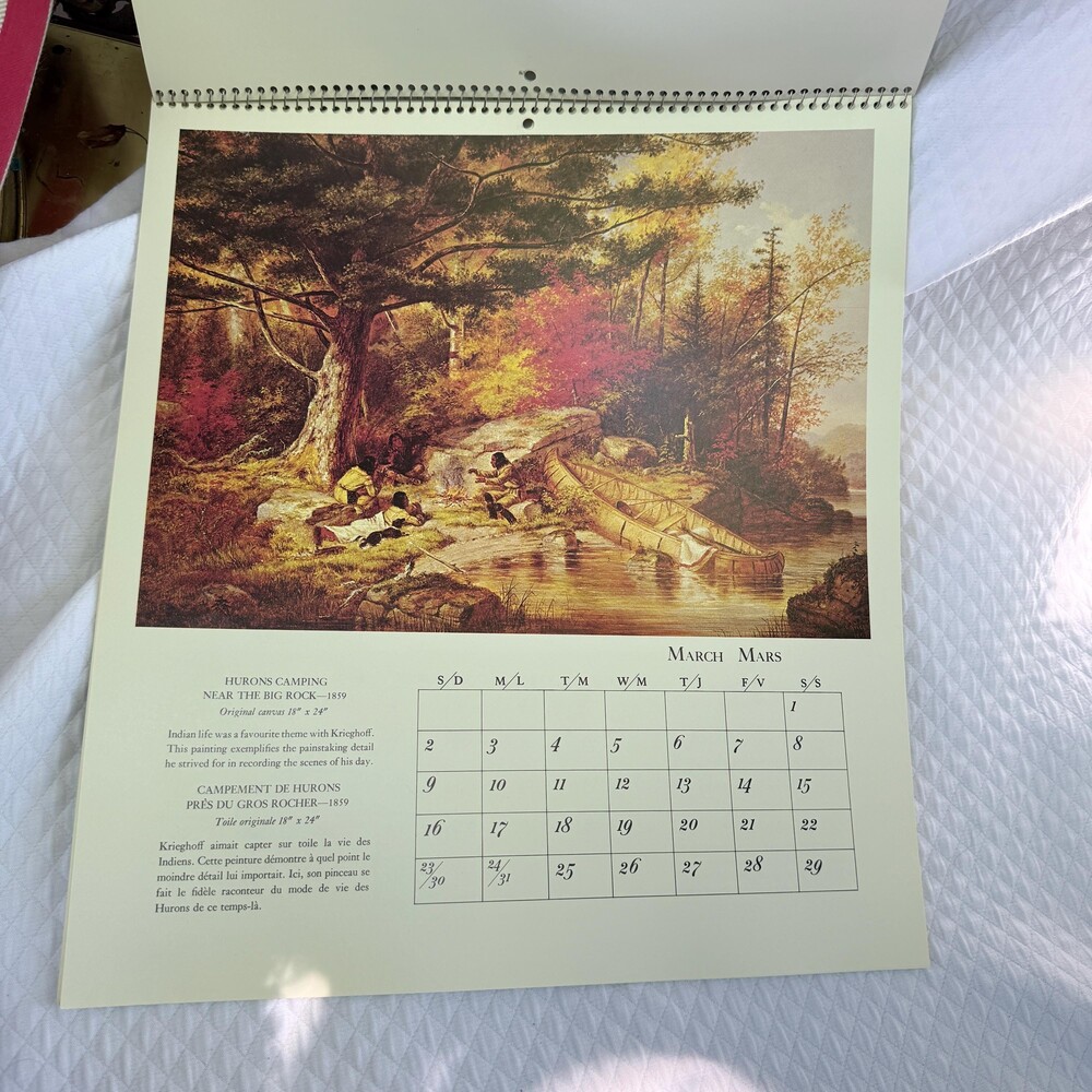 Vintage 1980 Cornelius Krieghoff Wall Calendar Coutts Hallmark Canadian Art Prin - Picture 9 of 9